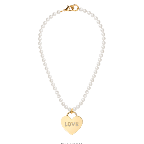 Janis Savitt pearl necklace with LOVE heart locket Pumpz