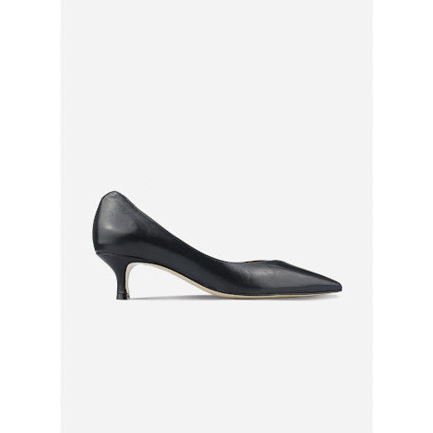 Mara Bini Black Leather kitten heel pump Pumpz